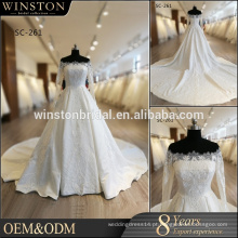 Guangzhou china factory grossistas vestido de noiva Off Shoulder Bud seda vestido de noiva de cetim